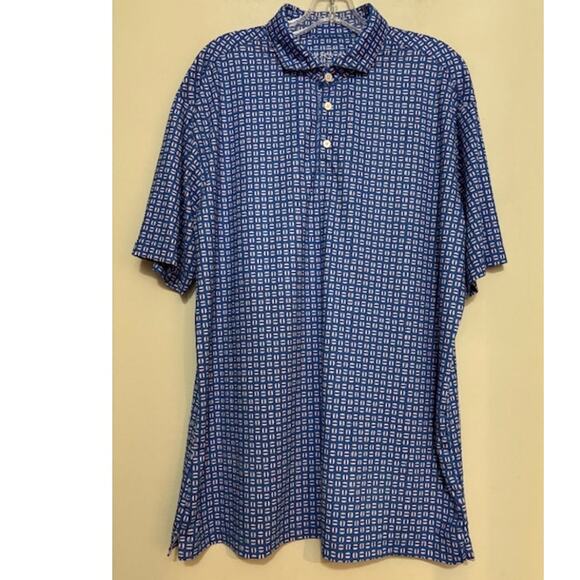 Mizzen + Main Mens Polo Shirt Trim Fit Stretch Performance Geometric Print XL - Picture 1 of 6